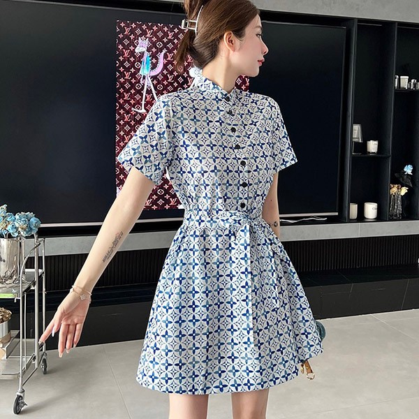 Very popular: Louis Vuitton replica stripe accent monogram shirt dress vuv98425