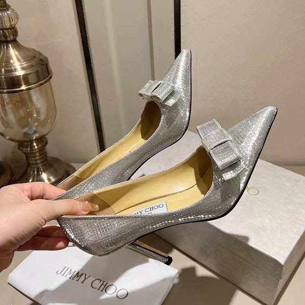 ☆Jimmy Choo Replica☆Leather Bow Glitter Pumps 3 Colors jit77853