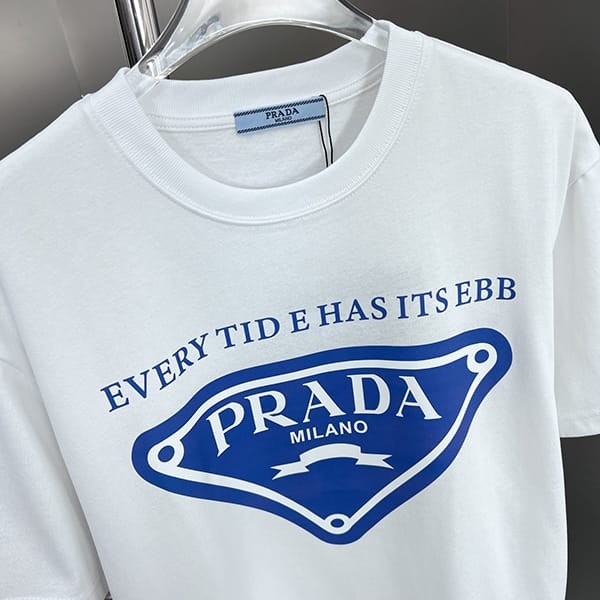 Sure to sell out Prada simple embroidered logo cotton T-shirt fake 2 colors pue33533