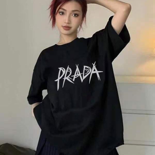 New and hard to find Prada logo T-shirt replica black puz66835