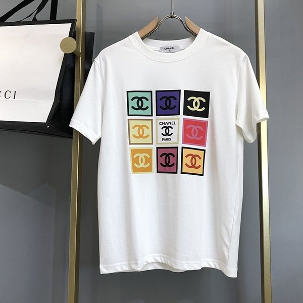 Love at first sight? Chanel Multicolor Coco Mark T-shirt Replica Short Sleeve Tops shj55368
