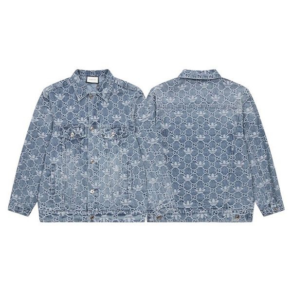 Rare Gucci Adidas Replica GG Pattern Crystal Jacquard Denim Shirt guw63747