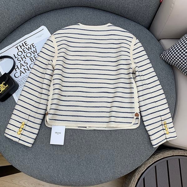 Must-have! Celine replica striped cotton cardigan jacket 2V59M688T97MI