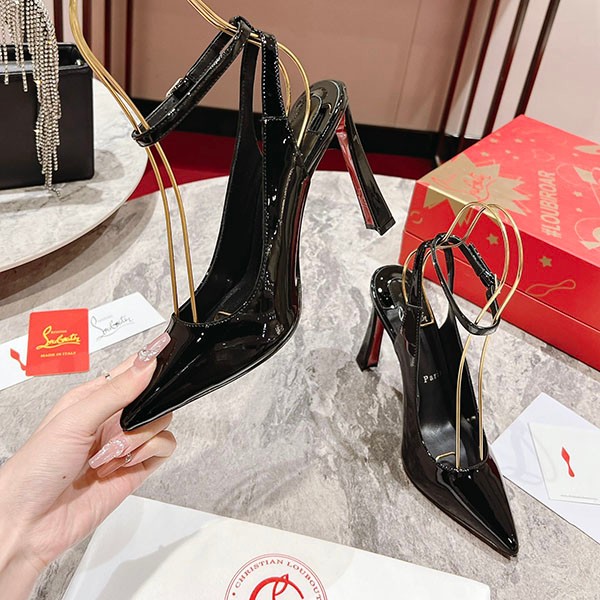 Christian Louboutin Condora Replica 100 Patent Sling Pumps Rug09440