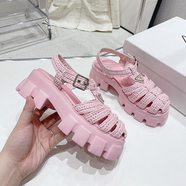 Prada Replica Monolith Raffia Sandals with Triangle Logo puz01633 Prada Replica Monolith Raffia Sandals with Triangle Logo puz01633