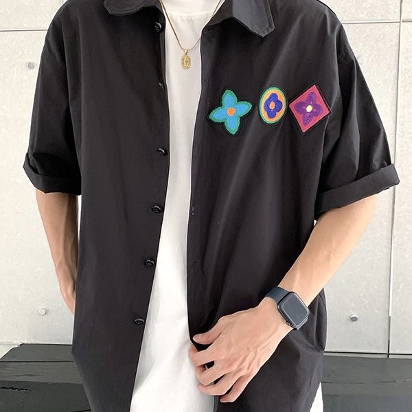 [Fashionable★] Louis Vuitton short-sleeved shirt black replica vuv18261