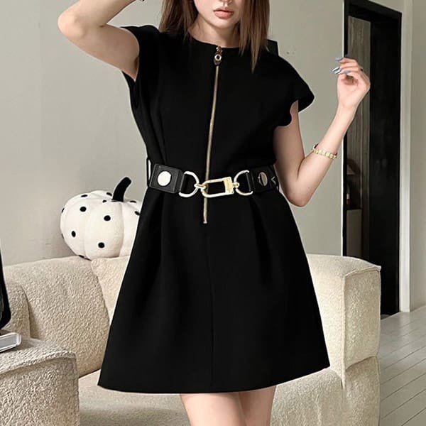 Rare Louis Vuitton Replica Elegant Cap Sleeve Dress Black 1ABQRD