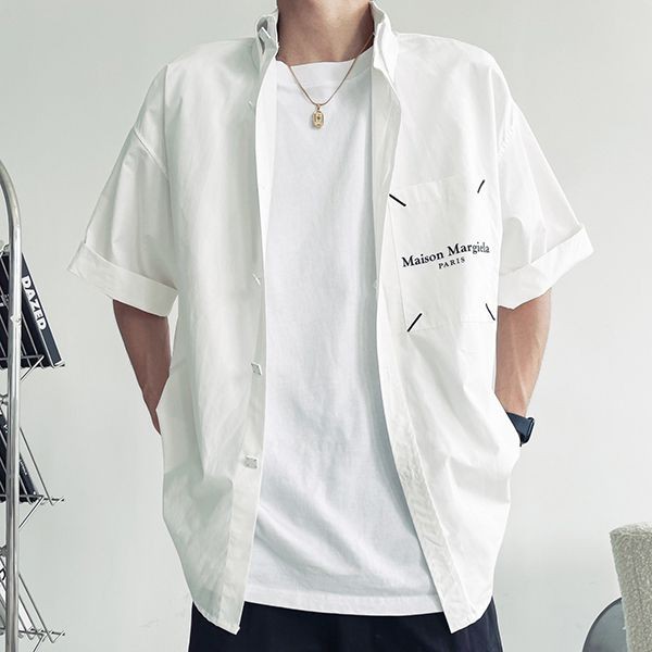 Cute Maison Margiela short sleeve shirt replica black & white Mao50423
