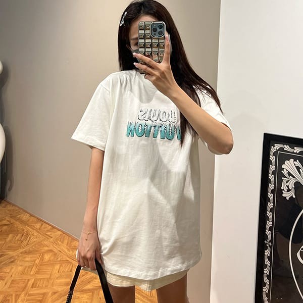 Nice Louis Vuitton LV printed T-shirt fake white vuj49895