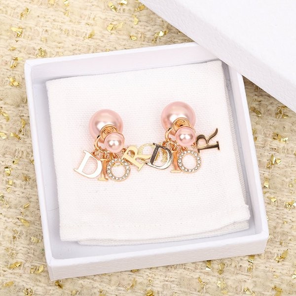 Extremely rare! Dior Tribales pearl and logo earrings replica def06420