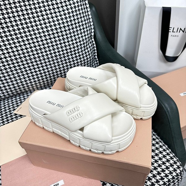 Miu Miu logo leather slide sandals replica myf43919 Miu Miu logo leather slide sandals replica myf43919