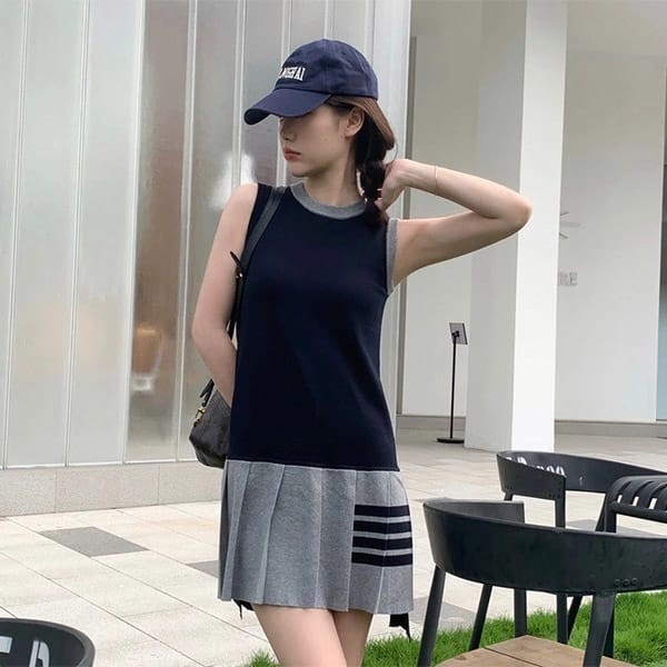 Boutique Thom Browne replica pleated cotton piqué mini dress tou81619