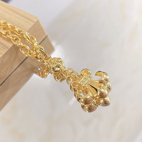 Perfect as a gift Chrome Hearts Gold Necklace Fake Flare Charm Kuo34731