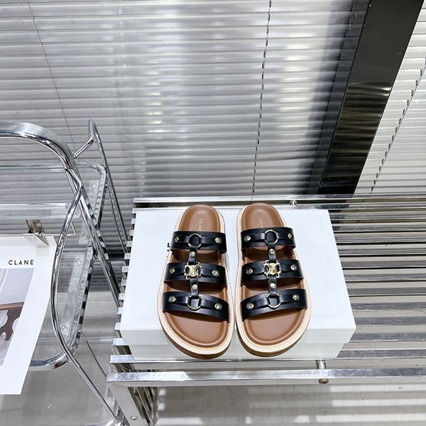 High quality? Replica Celine Tippi Flat Sandals Triomphe Logo Ceq62555