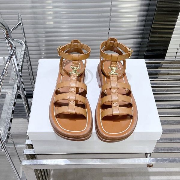 Super popular Celine copy Claire Triomphe gladiator chunky sandals Ceo59651