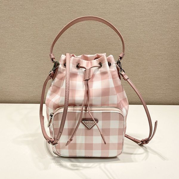 Best Price Guarantee Prada Vichy Check Duet Bucket Bag Replica 1BH038