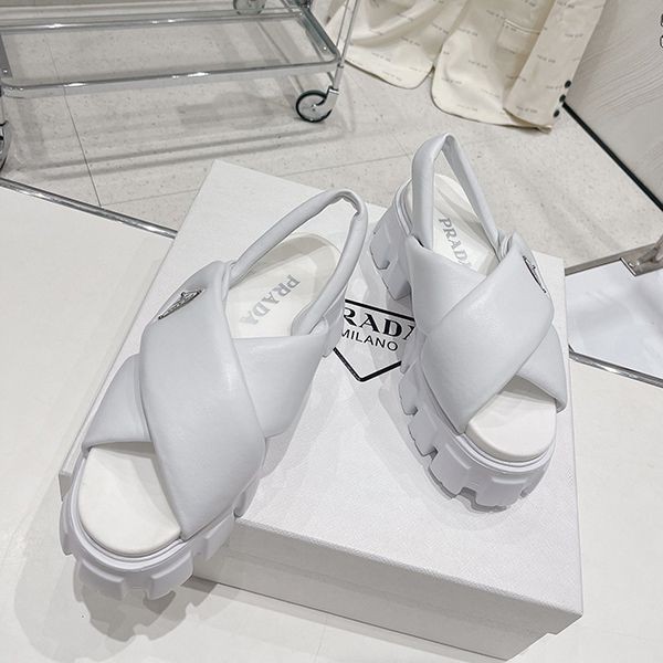 Prada Soft Padded Nappa Leather Wedge Sandals Replica puv98547