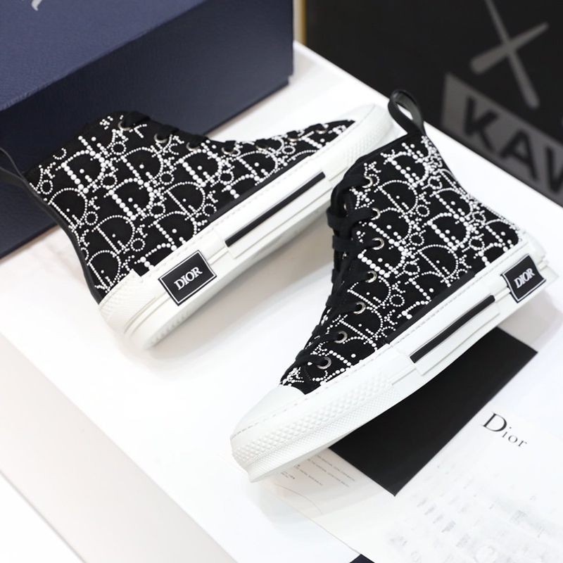 21AW New Arrivals* Dior B23 Oblique Replica Black High Top Sneakers dea85358
