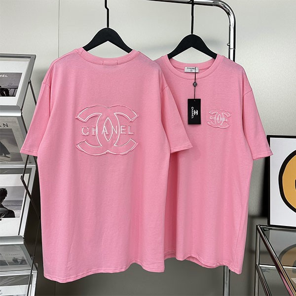 Chanel CC logo T-shirt short sleeve fake she54243