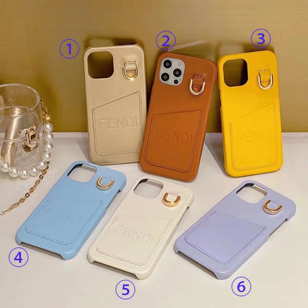 Cute Fendi logo iPhone 13 Pro case with card holder pocket, copy feb02332