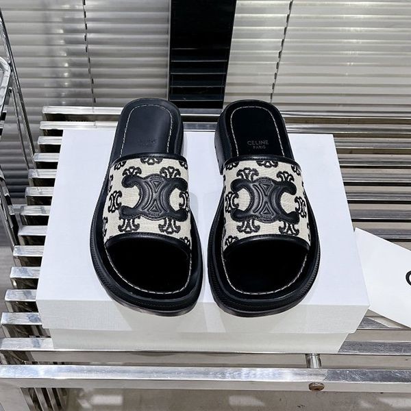 Give your feet a classy look? [CELINE] Triomphe fake leather mule sandals Cex24114