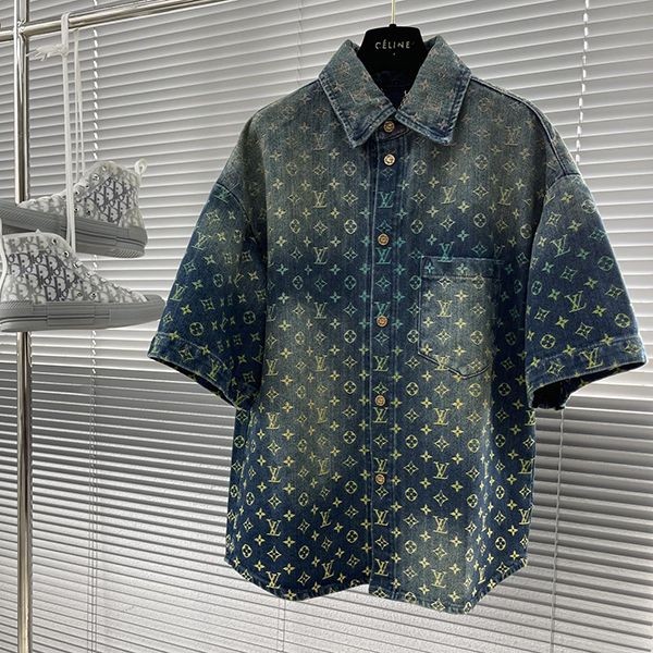 Louis Vuitton Denim T-shirt replica top and bottom set vus62211 Louis Vuitton Denim T-shirt replica top and bottom set vus62211