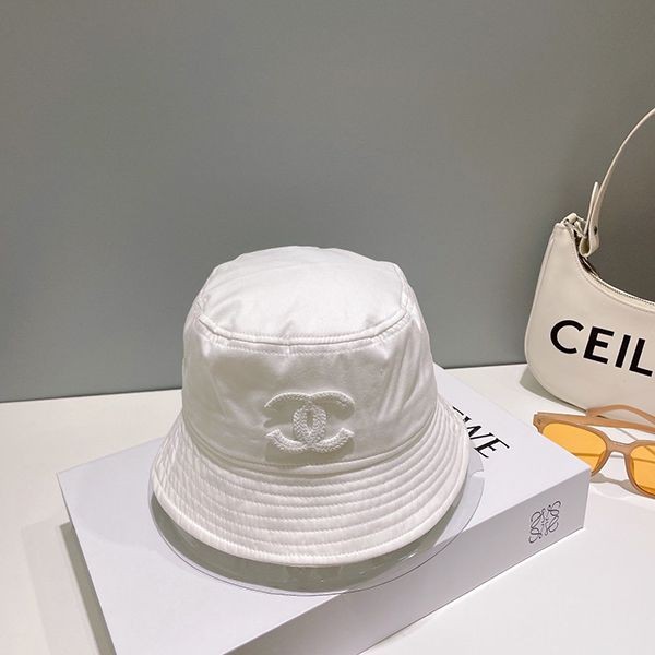 Very rare Chanel Bucket CC Hat copy hat white shg13156