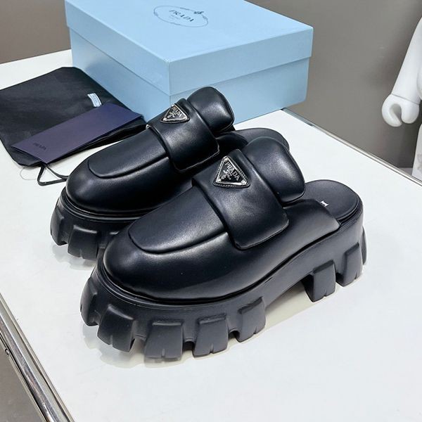 Secured Prada Soft Padded Nappa Leather Clogs Replica pue90747