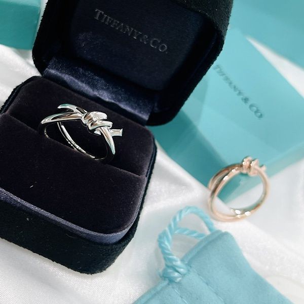 Immediate delivery Tiffany Knot Double Row Ring Replica 2 colors Tif00873