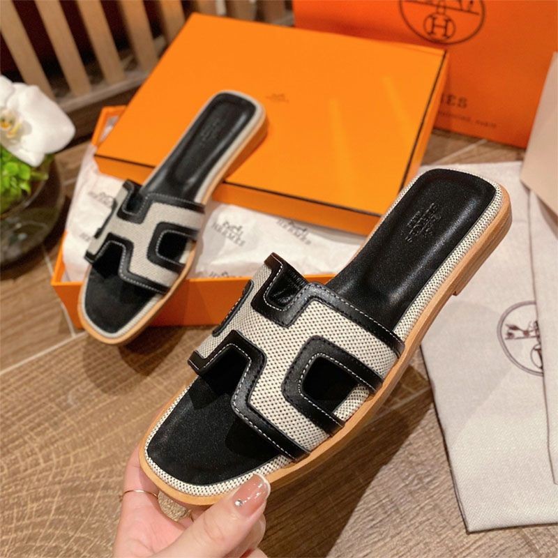 The hottest topic! Free shipping! Hermes Oran sandal copy Oran leather and canvas sandals erq02555 The hottest topic! Free shipping! Hermes Oran sandal copy Oran leather and canvas sandals erq02555