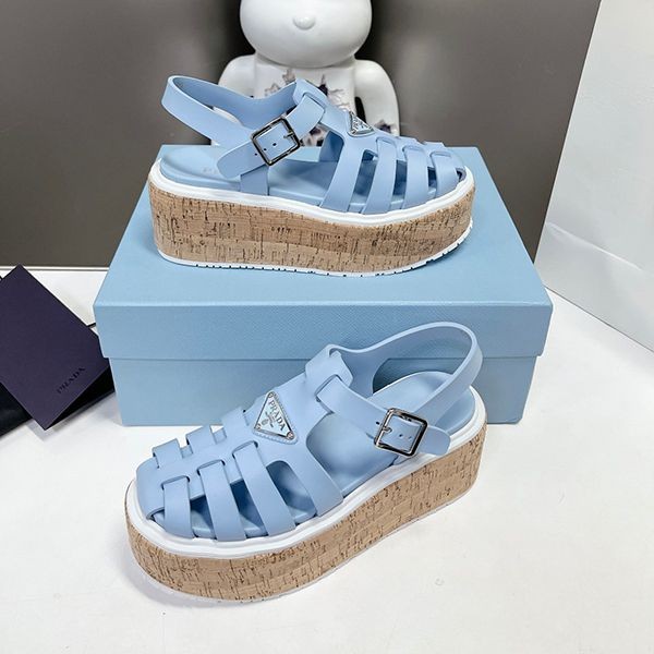 Rare Prada Rubber Wedge Platform Sandals Replica pua87531 Rare Prada Rubber Wedge Platform Sandals Replica pua87531