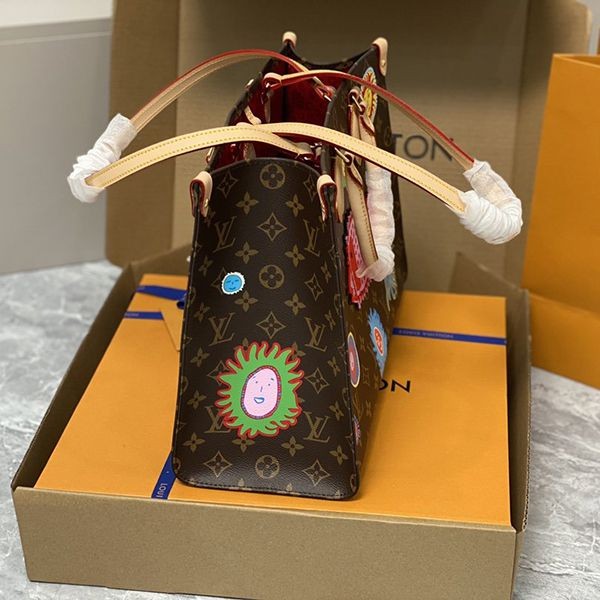 Immediate delivery Louis Vuitton Yayoi Kusama collaboration On the Go replica MM Monogram Tote Bag M46429