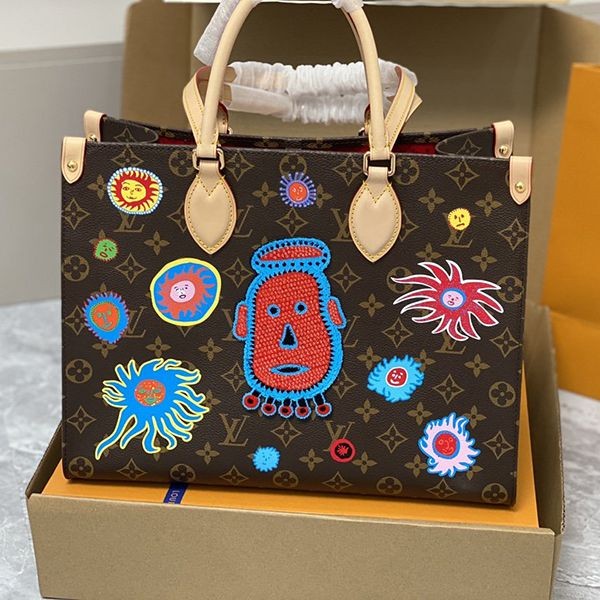 Immediate delivery Louis Vuitton Yayoi Kusama collaboration On the Go replica MM Monogram Tote Bag M46429