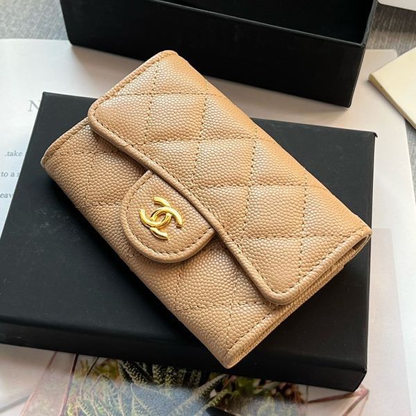 Latest and stylish Chanel mini wallet, caviar, fake, light gold hardware, shx74636