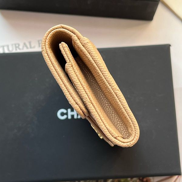 Latest and stylish Chanel mini wallet, caviar, fake, light gold hardware, shx74636