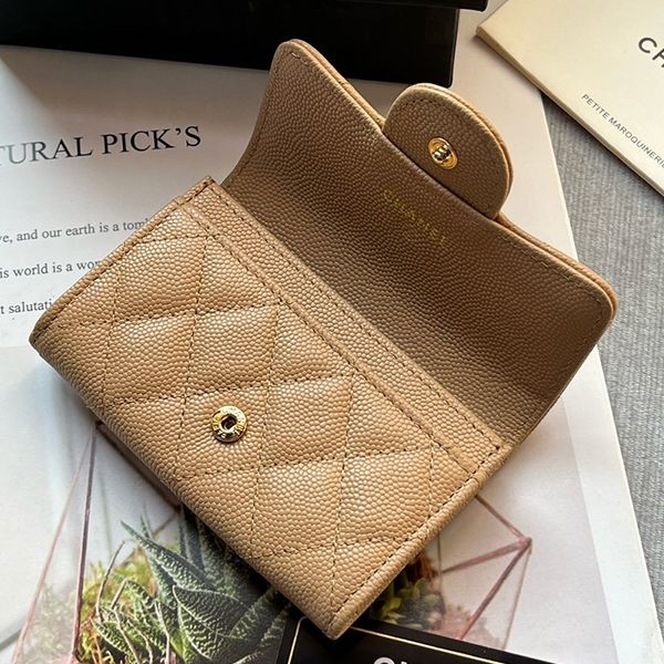 Latest and stylish Chanel mini wallet, caviar, fake, light gold hardware, shx74636