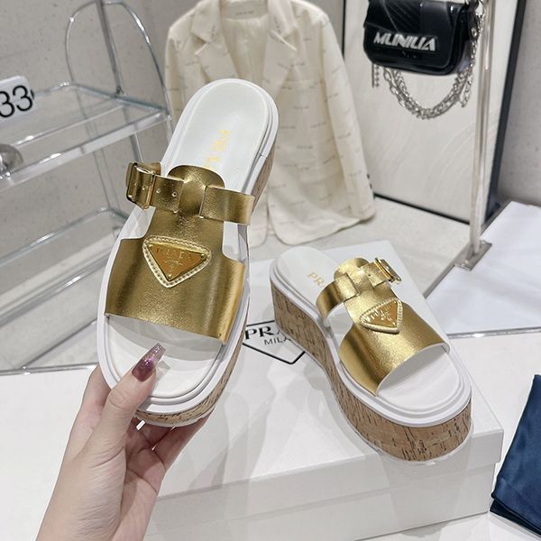 Free shipping Prada rubber wedge platform sandals fake put43177