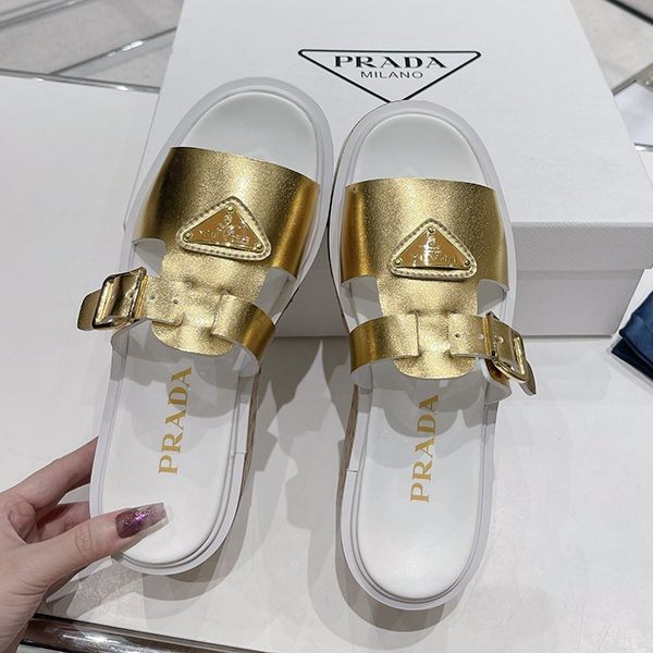 Free shipping Prada rubber wedge platform sandals fake put43177