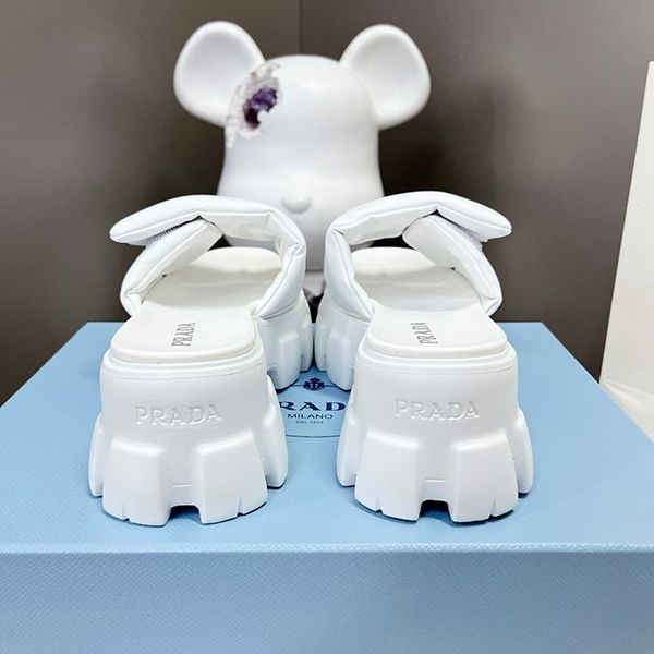 Nice Prada Replica Monolith Quilted Leather Sandals Logo PUV26792