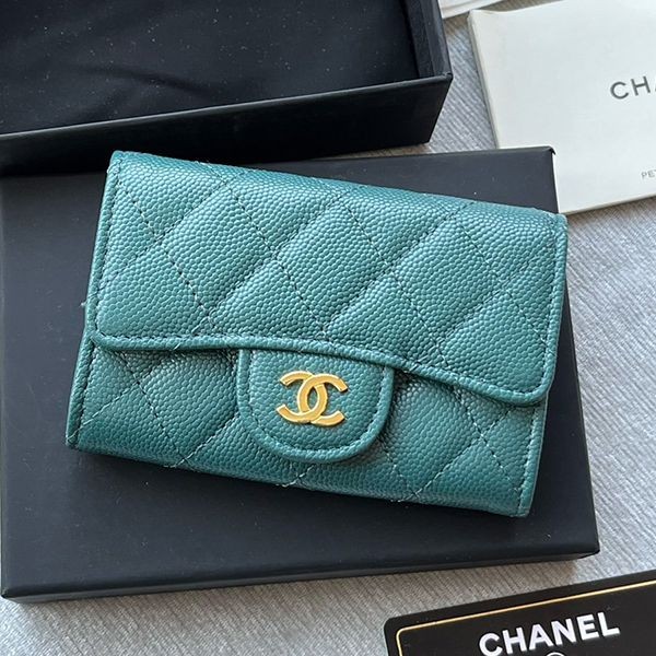 Very popular: Chanel mini wallet replica, caviar, light gold hardware, shp64801