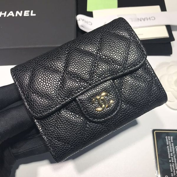 Attention ★ Chanel Classic Replica Coin Purse Wallet Black shz31156