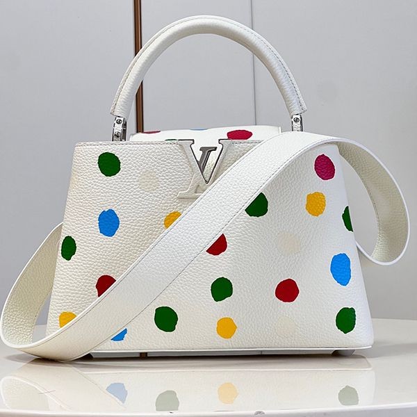 Eye-catching color Louis Vuitton and Yayoi Kusama collaboration Capucines MM copy bag M21663 Eye-catching color Louis Vuitton and Yayoi Kusama collaboration Capucines MM copy bag M21663