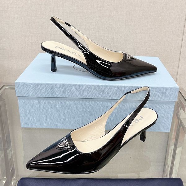 Very popular! Prada replica patent leather slingback pumps pui56081