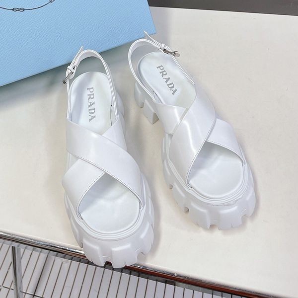 High quality Prada monolith brushed leather sandals replica puk14973 High quality Prada monolith brushed leather sandals replica puk14973