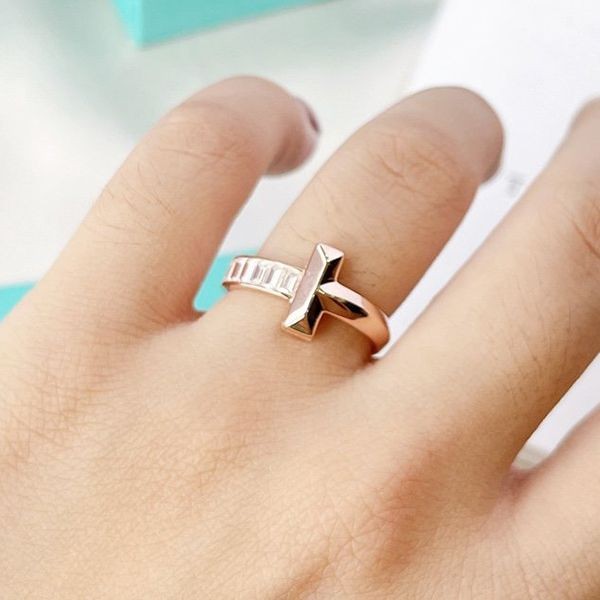 Attention ★ Tiffany TT One Ring 18K Pink Gold Fake Tit40607