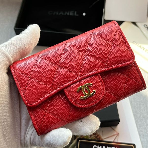 Cheap Chanel Mini Wallet with Tracking Replica Caviar Light Gold Hardware SHM98300
