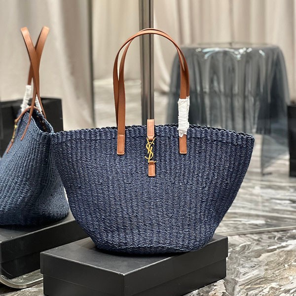 The hottest topic! Saint Laurent Replica Panier Medium Crochet Raffia Tote Bag Sap82355