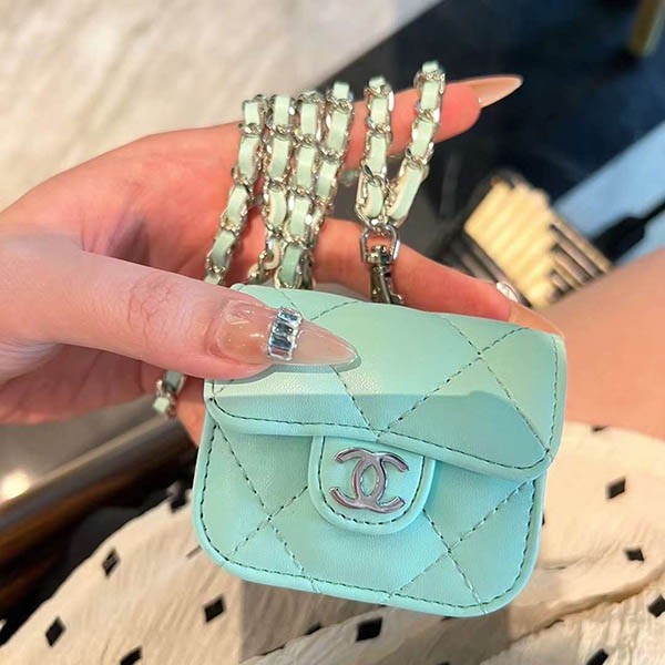 Hard to find fake Chanel Airpod case Tiffany Blue earphone case shg62733 Hard to find fake Chanel Airpod case Tiffany Blue earphone case shg62733