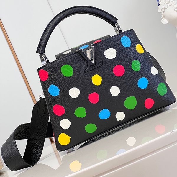 Eye-catching color Louis Vuitton LV x YK Capucines BB copy handbag black vux76168 Eye-catching color Louis Vuitton LV x YK Capucines BB copy handbag black vux76168