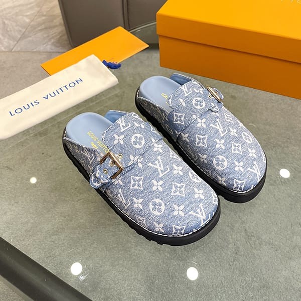 Unreleased Louis Vuitton Replica Monogram Denim LV Cozy Flat Shoes 1AB3P8
